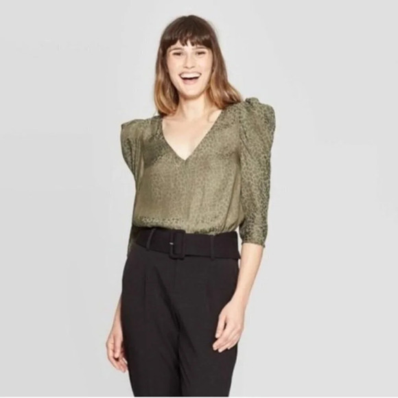 A NEW DAY Olive Green Leopard Print Blouse PLUS SIZE XXL - Picture 10 of 10
